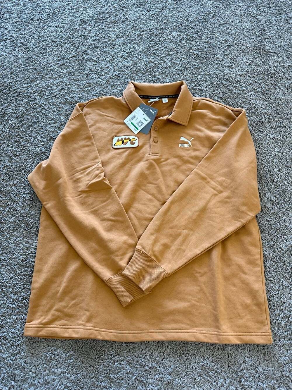 Puma classics polo sweat in tan size L